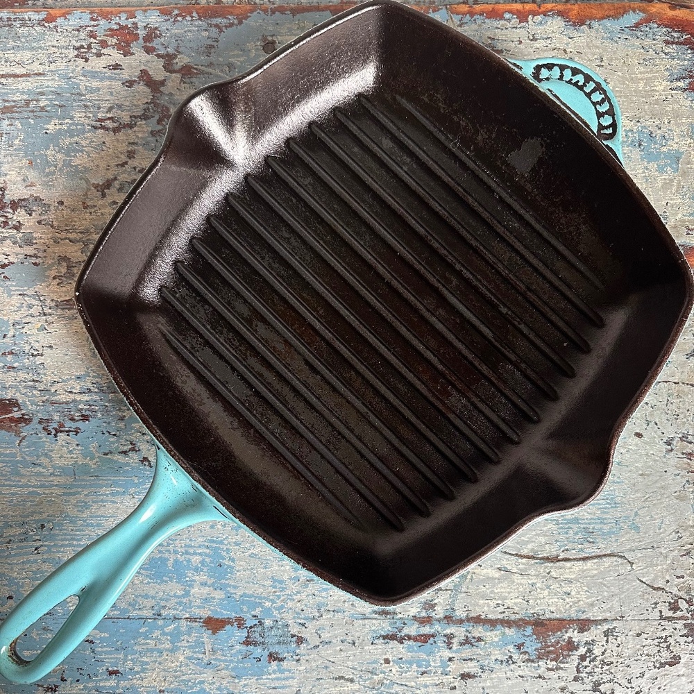 LE CREUSET Square Cast Iron Grill Pan Caribbean Blue 26 cm